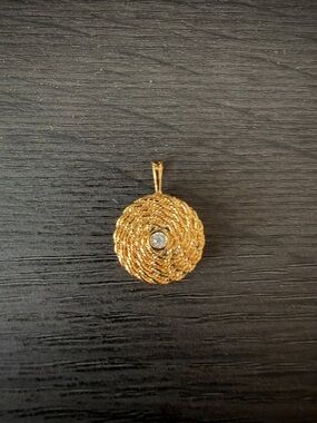 MONICA VINADER 18k gold vermeil Rope-Style Pendant with Center diamond